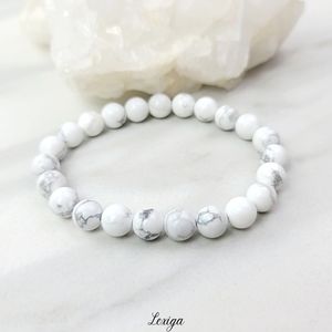 Howlite Bracelet Crystal Stone White Bead Jewelry Gift Men Women Handmade Art